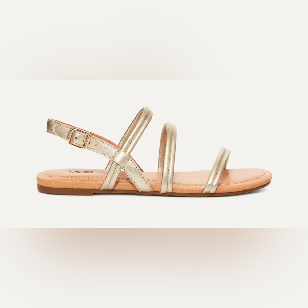 UGG Mytis 3 Gold Metallic softbed sandals size 9.5 EUC
